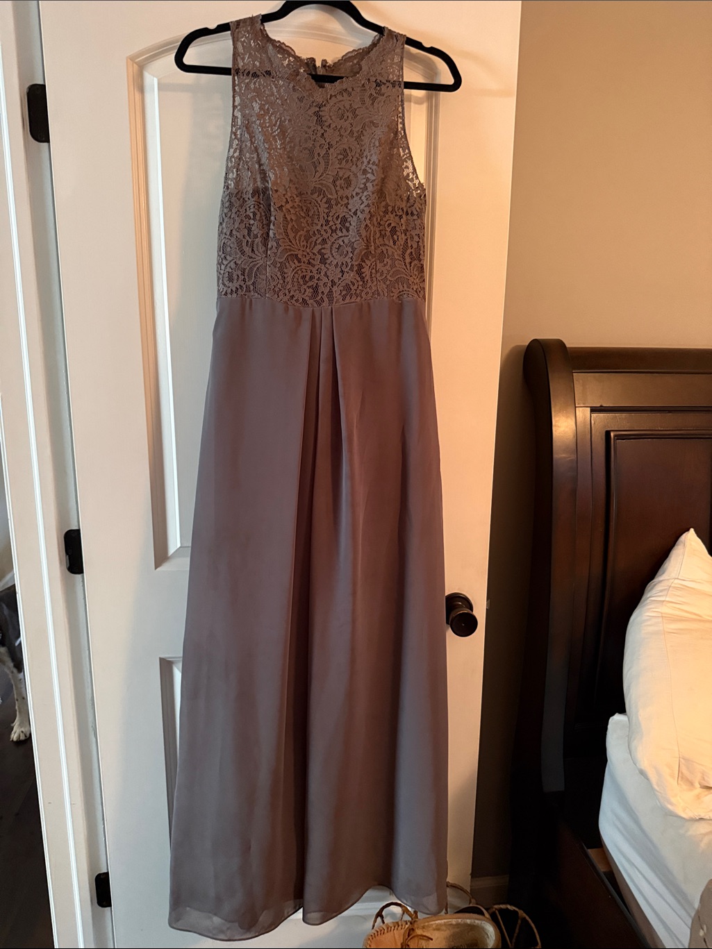 After Six Lace Bodice Chiffon Maxi Dress In Dusty Mauve